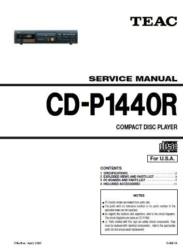 teac cd p3500 service manual